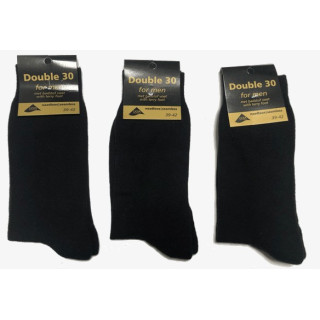 Double 30 Herensokken zwart badstof voet