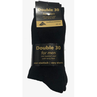 Double 30 Herensokken zwart badstof voet