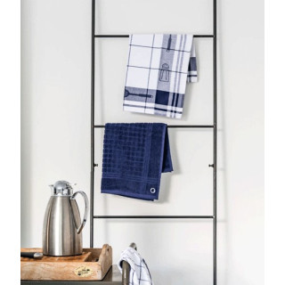 Keukenset donkerblauw/wit Tiseco| Theedoek + keukendoek