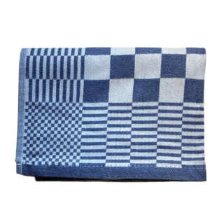 Clarysse theedoek Gordon blauw geblokt | 65x65 cm