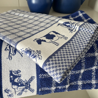 DDDDD Dutchie blauw keukenset met o.a. koeien | Handdoek en theedoek