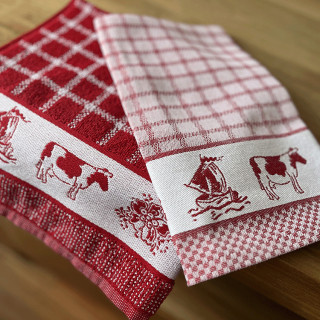 DDDDD Dutchie rood keukenset met o.a. koeien | Handdoek en theedoek