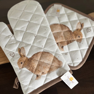 Pannenlap wit bruin met konijn | Clayre & Eef