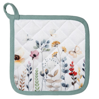 Pannenlap wit groen met bloemen | Clayre & Eef