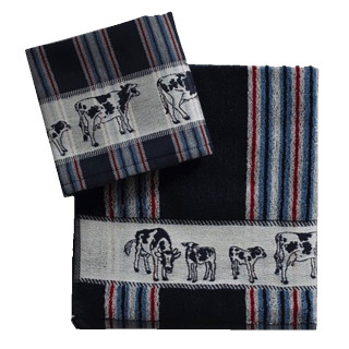 Keukenset DDDDD koeien Friesian blauw / theedoek + keukendoek