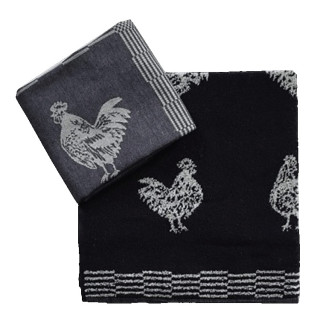 DDDDD keukenset Goodmorning blue met kippen | Theedoek en keukendoek