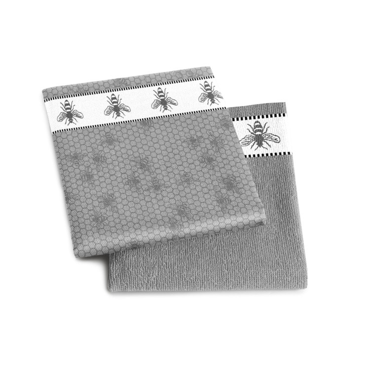 DDDDD Honey / bijen grijs keukenset | Handdoek en theedoek