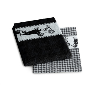 DDDDD Saar hondjes zwart keukenset | Handdoek en theedoek