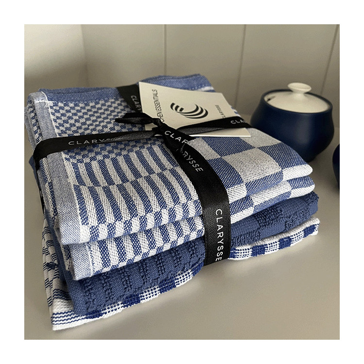 Clarysse blauw geblokt keukenset | Keukendoek, theedoek en vaatdoek Clarysse blauw geblokt keukenset | Keukendoek, theedoek en vaatdoek