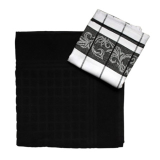 Tiseco keukenset zwart/wit | Theedoek en handdoek set