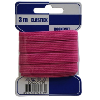 Elastiek roze 10mm | 3 meter elastiek op kaart