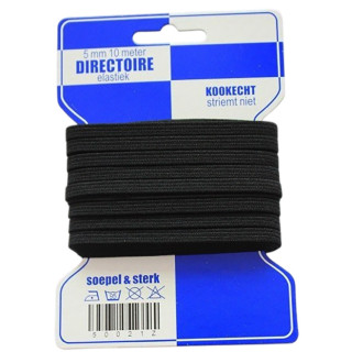 Directoire elastiek zwart 6mm | 10 meter op kaart