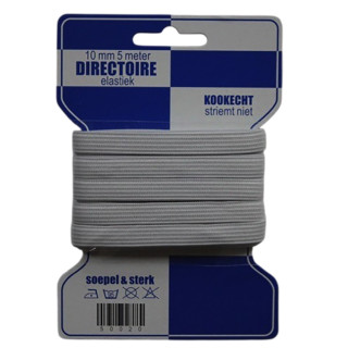 Directoire elastiek wit 10mm | 5 meter op blauwe kaart