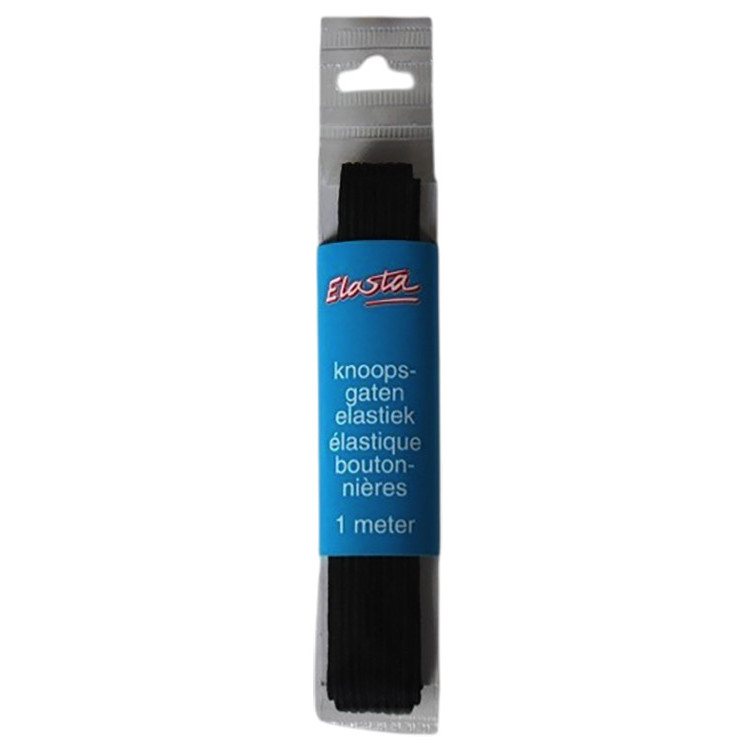 Elasta knoopsgat elastiek zwart | 1 meter