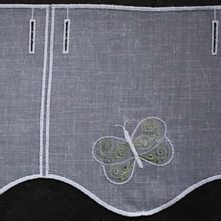 Valletje nr.195 wit 19cm hoog met groene vlinder