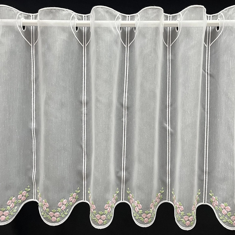 Valletje nr.527 wit met roze bloemetjes 46cm hoog | Valletjes gordijnen