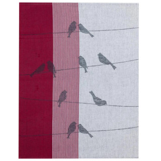 Kracht keukenset vogels rood | Theedoek en keukendoek
