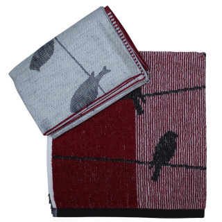 Kracht keukenset vogels rood | Theedoek en keukendoek