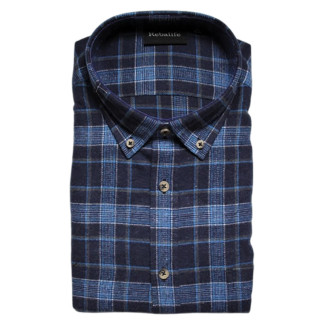 Blauw flanellen overhemd maat XL | Klassiek herenoverhemd (nr. 7)