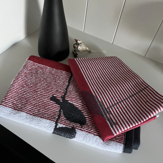 Kracht keukenset vogels rood | Theedoek en keukendoek