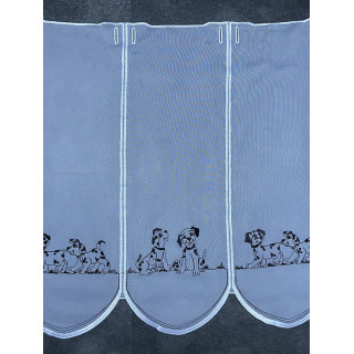 Valletje nr.523 wit met hondjes hoogte 47cm| Valletjes gordijnen