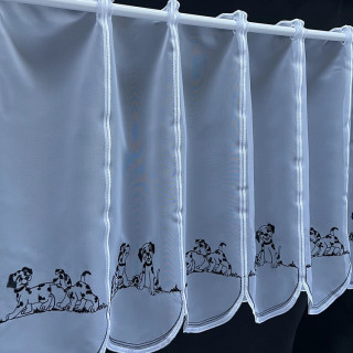 Valletje nr.523 wit met hondjes hoogte 47cm| Valletjes gordijnen