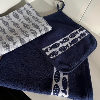 Kracht keukenset vissen blauw | Theedoek en keukendoek