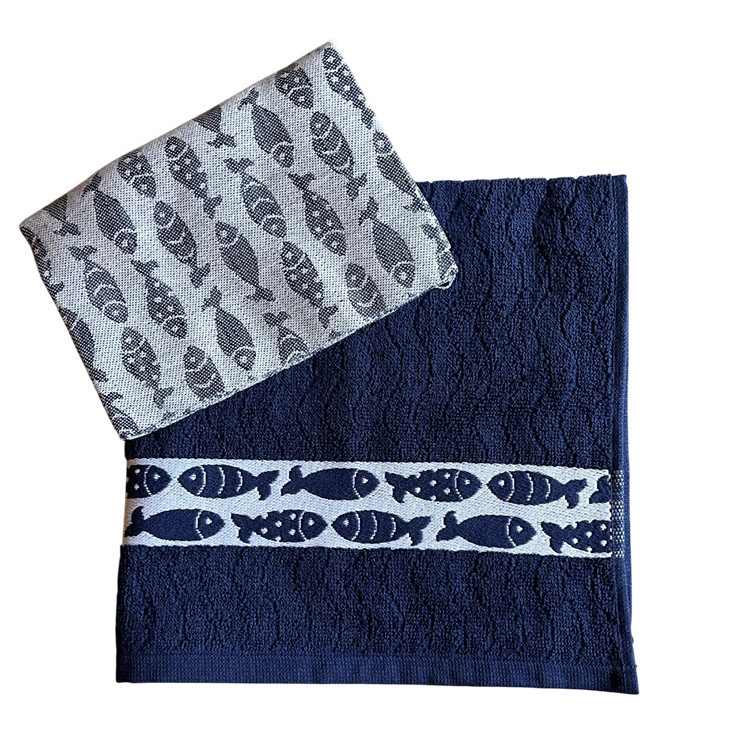 Kracht keukenset vissen blauw | Theedoek en keukendoek