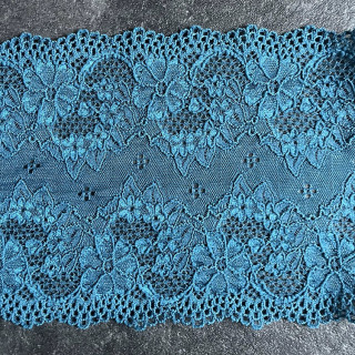 Groen/blauw elastisch kant 15 cm hoog nr.45