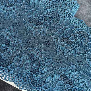 Groen/blauw elastisch kant 15 cm hoog nr.45