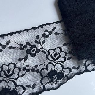 Zwarte broderie kant band 13 cm hoog (nr.47)