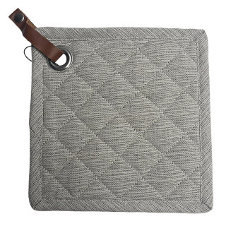 Pannenlap Evergrey met leren lus lichtgrijs | Clarysse