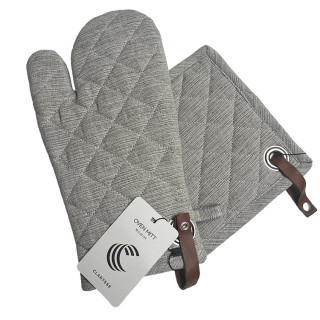 Pannenlap Evergrey met leren lus lichtgrijs | Clarysse
