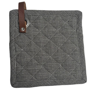 Pannenlap Evergrey grijs met leren lus | Clarysse
