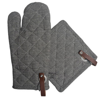 Pannenlap Evergrey grijs met leren lus | Clarysse