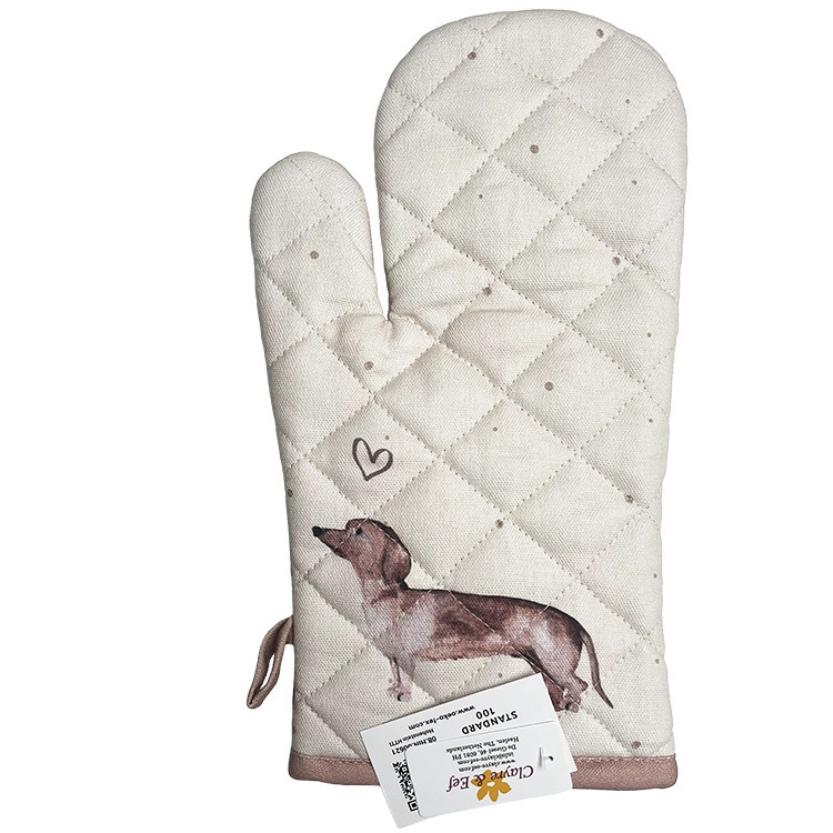 Ovenwant beige met een teckel | Clayre & Eef
