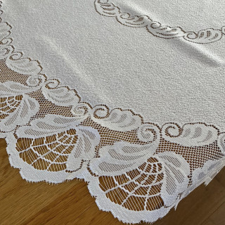 Rond wit kanten kleedje Ø 155 cm | Brocante tafelkleed
