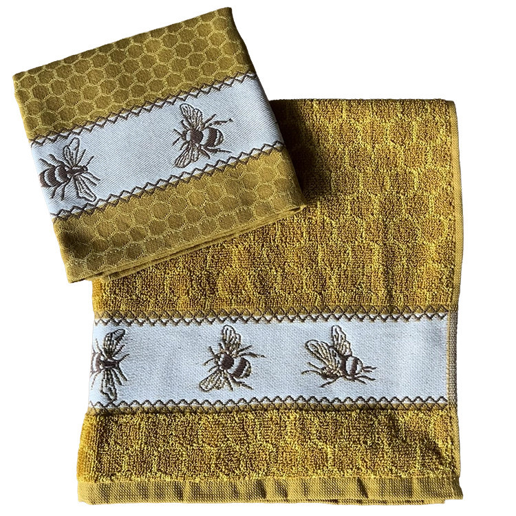 DDDDD Bees keukenset geel | Theedoek en keukendoek