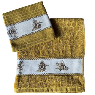 DDDDD Bees keukenset geel | Theedoek en keukendoek