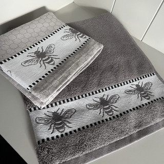 DDDDD Honey bees / bijen grijs keukenset | Handdoek en theedoek