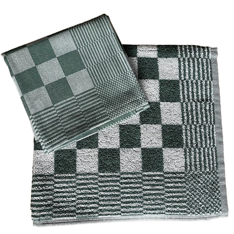 Keukenset DDDDD  groen geblokt / theedoek + keukendoek