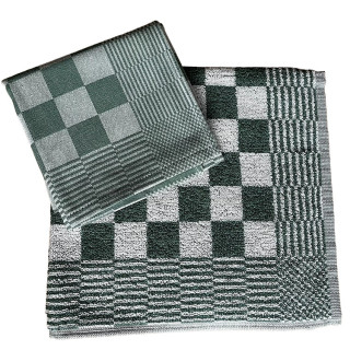 Keukenset DDDDD  groen geblokt / theedoek + keukendoek