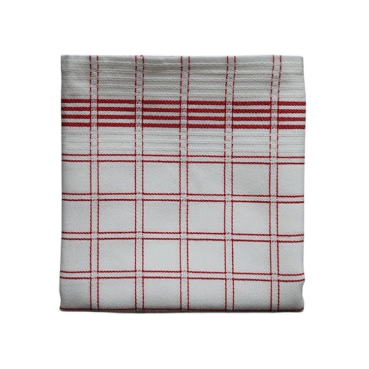 DDDDD geblokte theedoek wit/rood | National Red katoen 65x65cm