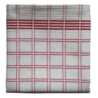 DDDDD geblokte theedoek wit/rood | National Red katoen 65x65cm