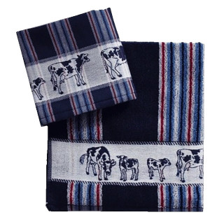 Keukenset DDDDD koeien Friesian blauw / theedoek + keukendoek