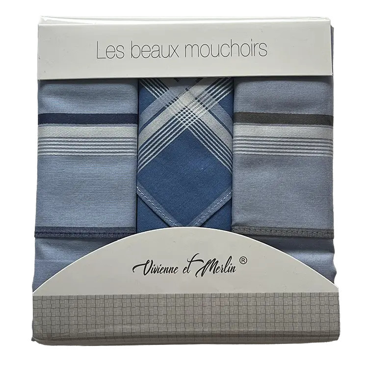 Katoenen heren zakdoeken in cadeauverpakking 3 stuks