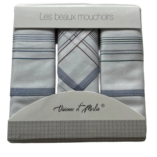 Katoenen heren zakdoeken in cadeauverpakking 3 stuks