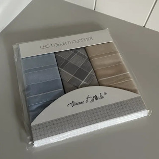 Katoenen heren zakdoeken in cadeauverpakking 3 stuks