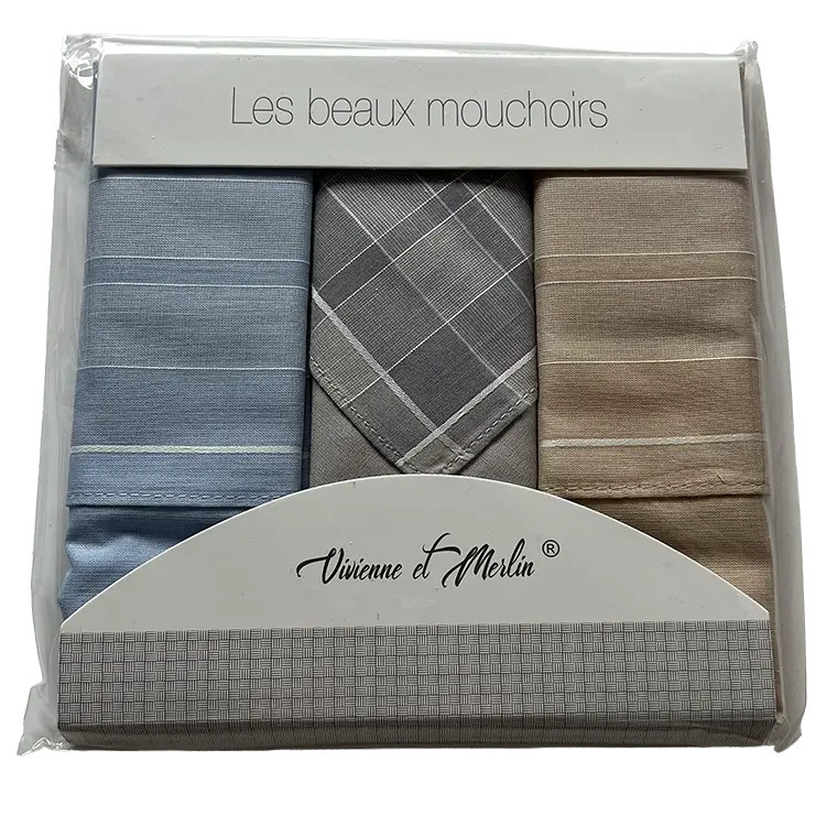 Katoenen heren zakdoeken in cadeauverpakking 3 stuks