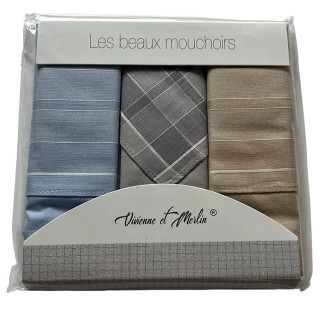 Katoenen heren zakdoeken in cadeauverpakking 3 stuks